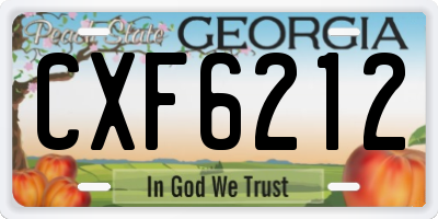 GA license plate CXF6212