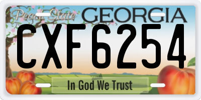 GA license plate CXF6254