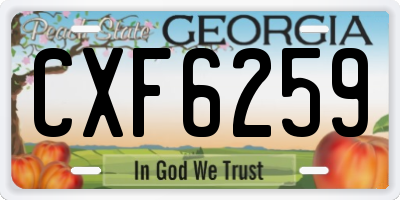 GA license plate CXF6259