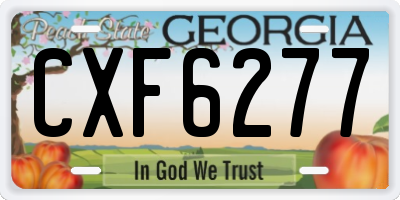 GA license plate CXF6277