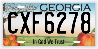 GA license plate CXF6278
