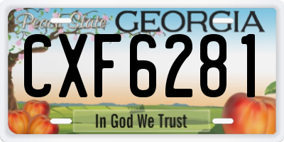 GA license plate CXF6281