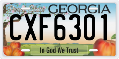 GA license plate CXF6301