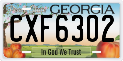GA license plate CXF6302