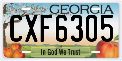GA license plate CXF6305