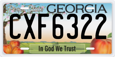 GA license plate CXF6322