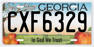 GA license plate CXF6329