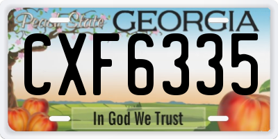 GA license plate CXF6335