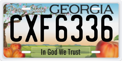 GA license plate CXF6336