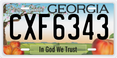 GA license plate CXF6343