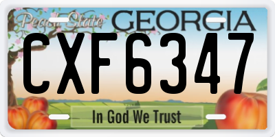 GA license plate CXF6347