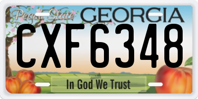 GA license plate CXF6348