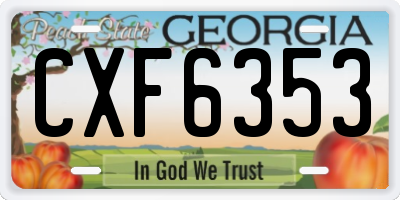 GA license plate CXF6353