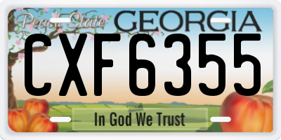 GA license plate CXF6355