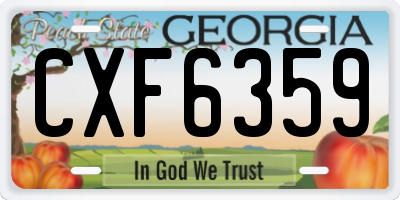 GA license plate CXF6359
