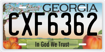 GA license plate CXF6362