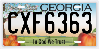 GA license plate CXF6363