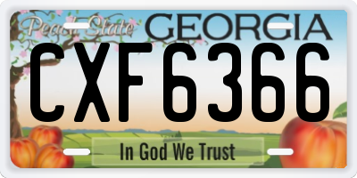 GA license plate CXF6366