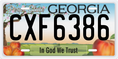 GA license plate CXF6386