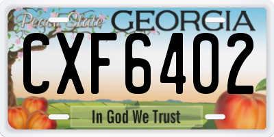 GA license plate CXF6402