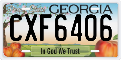 GA license plate CXF6406