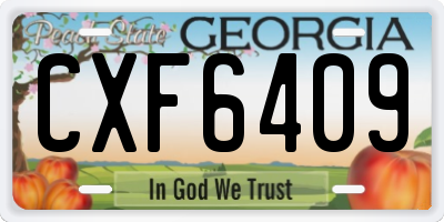 GA license plate CXF6409