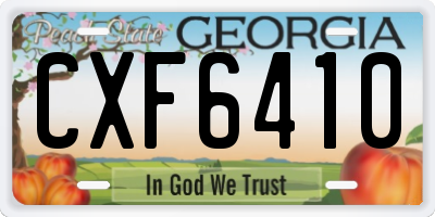 GA license plate CXF6410