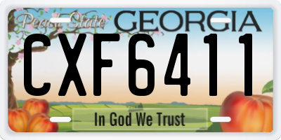 GA license plate CXF6411