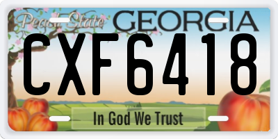 GA license plate CXF6418