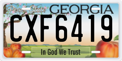 GA license plate CXF6419