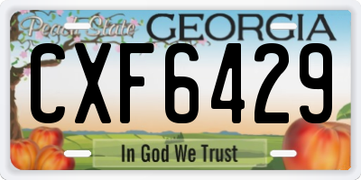 GA license plate CXF6429