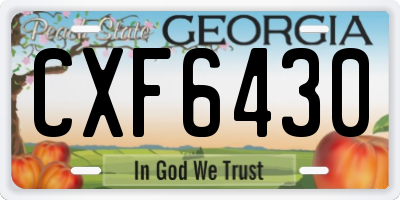 GA license plate CXF6430