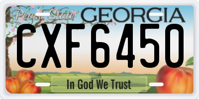 GA license plate CXF6450
