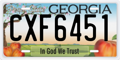 GA license plate CXF6451
