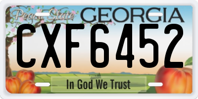 GA license plate CXF6452