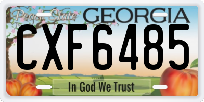 GA license plate CXF6485