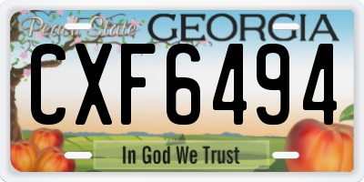 GA license plate CXF6494