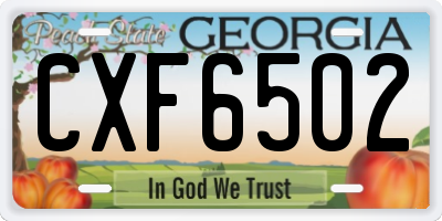 GA license plate CXF6502
