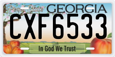 GA license plate CXF6533