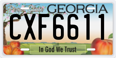 GA license plate CXF6611