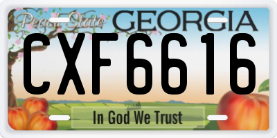 GA license plate CXF6616