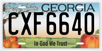 GA license plate CXF6640