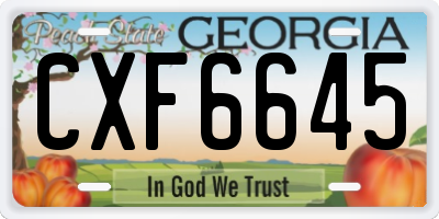 GA license plate CXF6645
