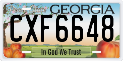 GA license plate CXF6648