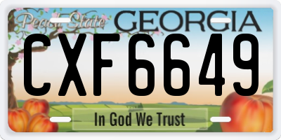 GA license plate CXF6649