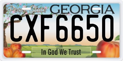 GA license plate CXF6650