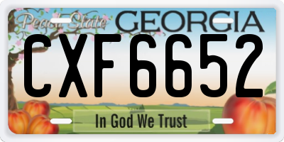 GA license plate CXF6652