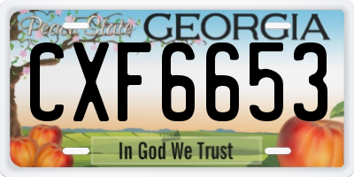 GA license plate CXF6653