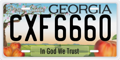 GA license plate CXF6660