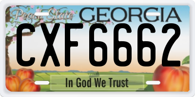 GA license plate CXF6662